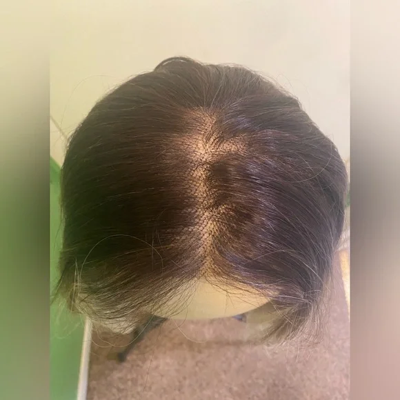 Human/Synthetic Blend Elegant Ombre Platinum Blonde Lace Front Wig - Picture 8 of 10